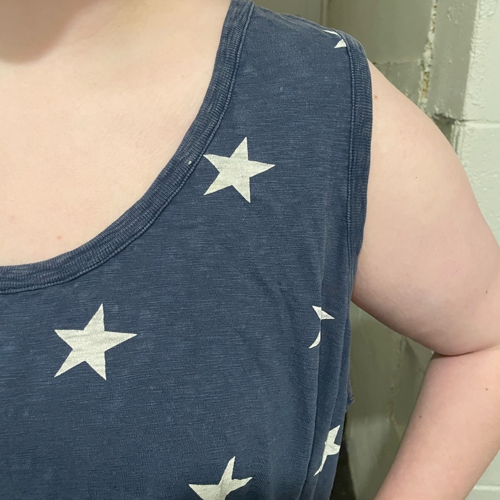 Natural Reflections Brand Cotton Blue Star Print Sleeveless Dress Coverup 2X - Picture 3 of 5